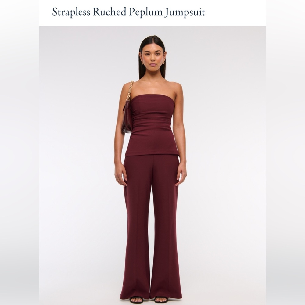 Strapless Ruched Peplum jumpsuit